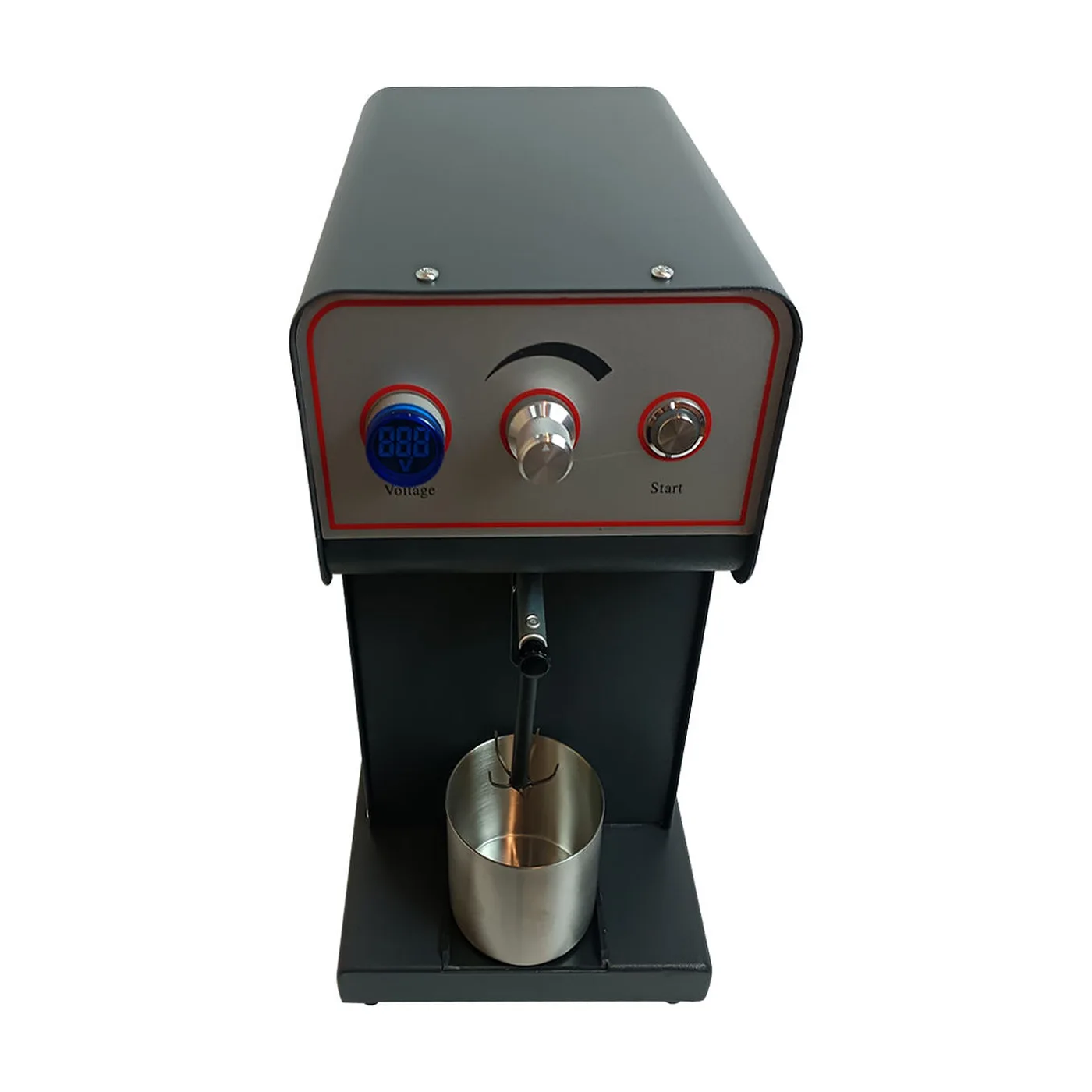 LZJT-I abutment surface treatment unit, front view, showing the control dials on the angled head and the stainless working cup below